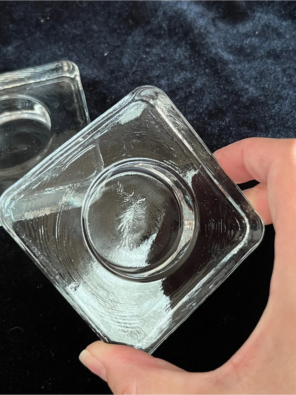 Set of 2 Recycled Clear Glass SquareVotive Candle Holders